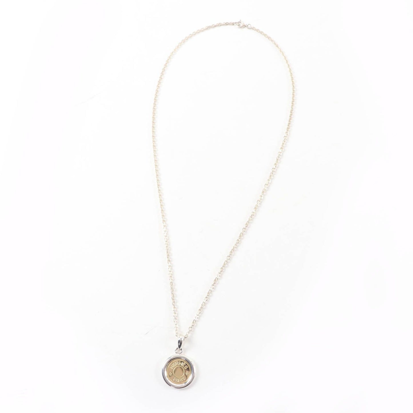 Hermes 750 Series Necklace Pendant Silver Yellow Gold — view 2