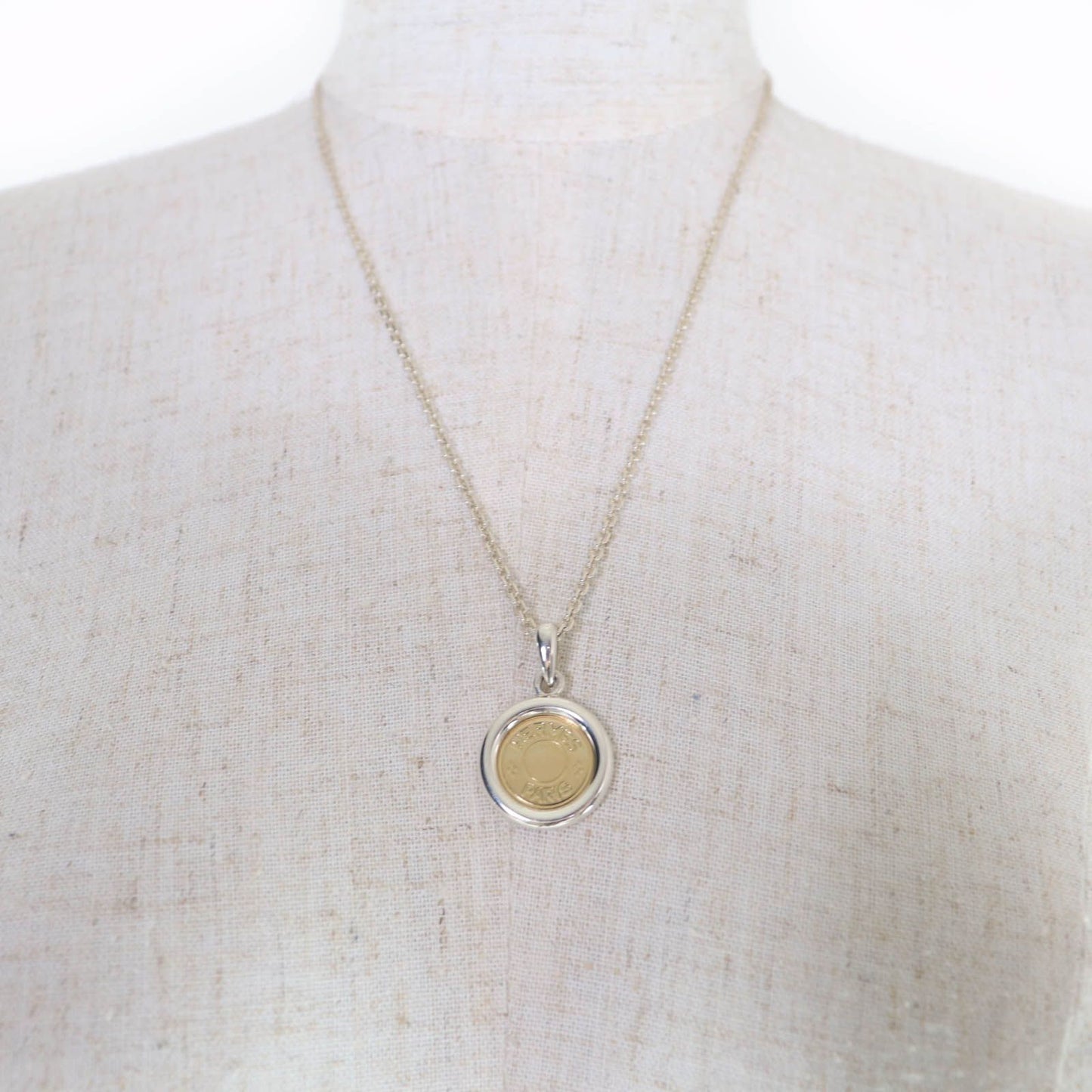 Hermes 750 Series Necklace Pendant Silver Yellow Gold — view 3