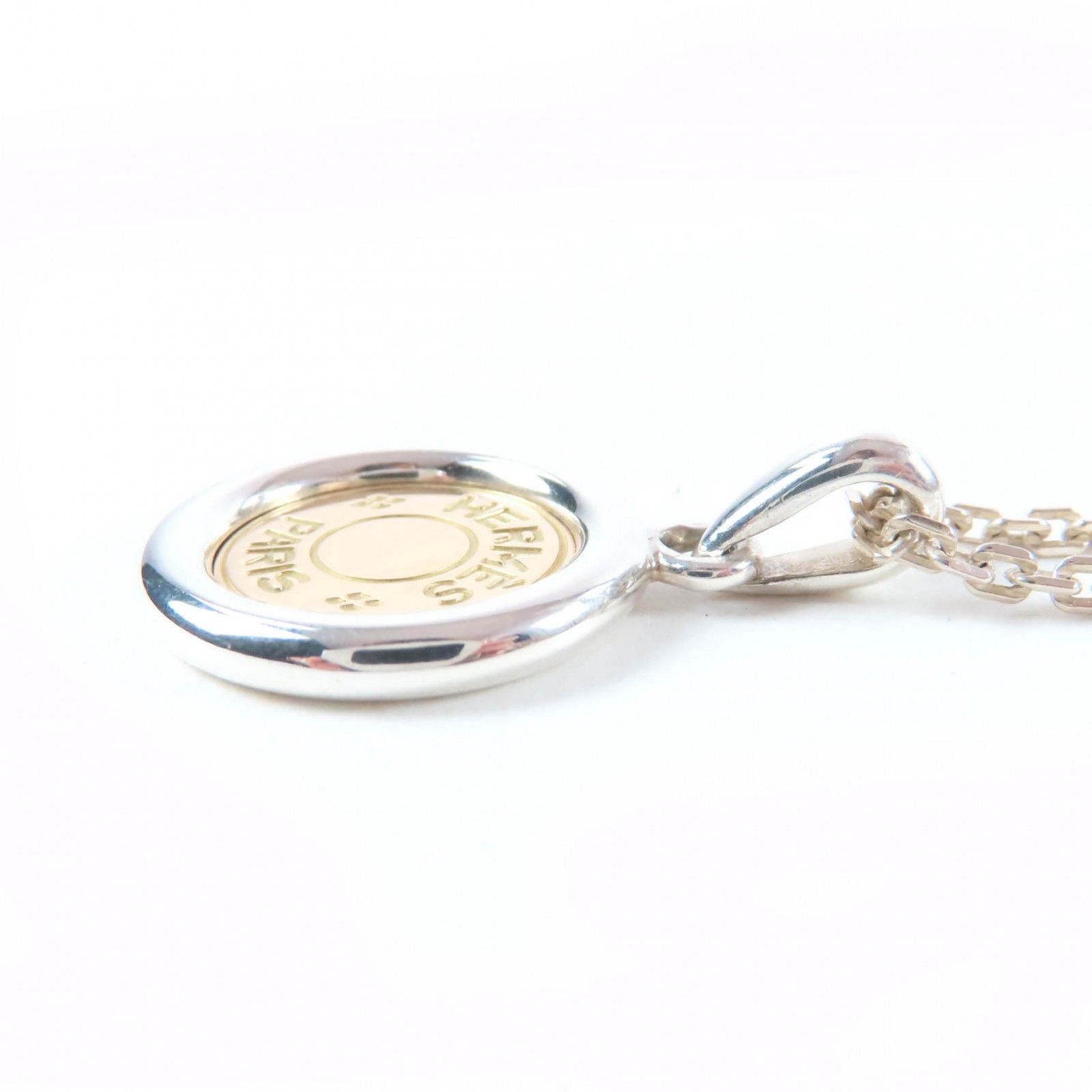 Hermes 750 Series Necklace Pendant Silver Yellow Gold — view 4