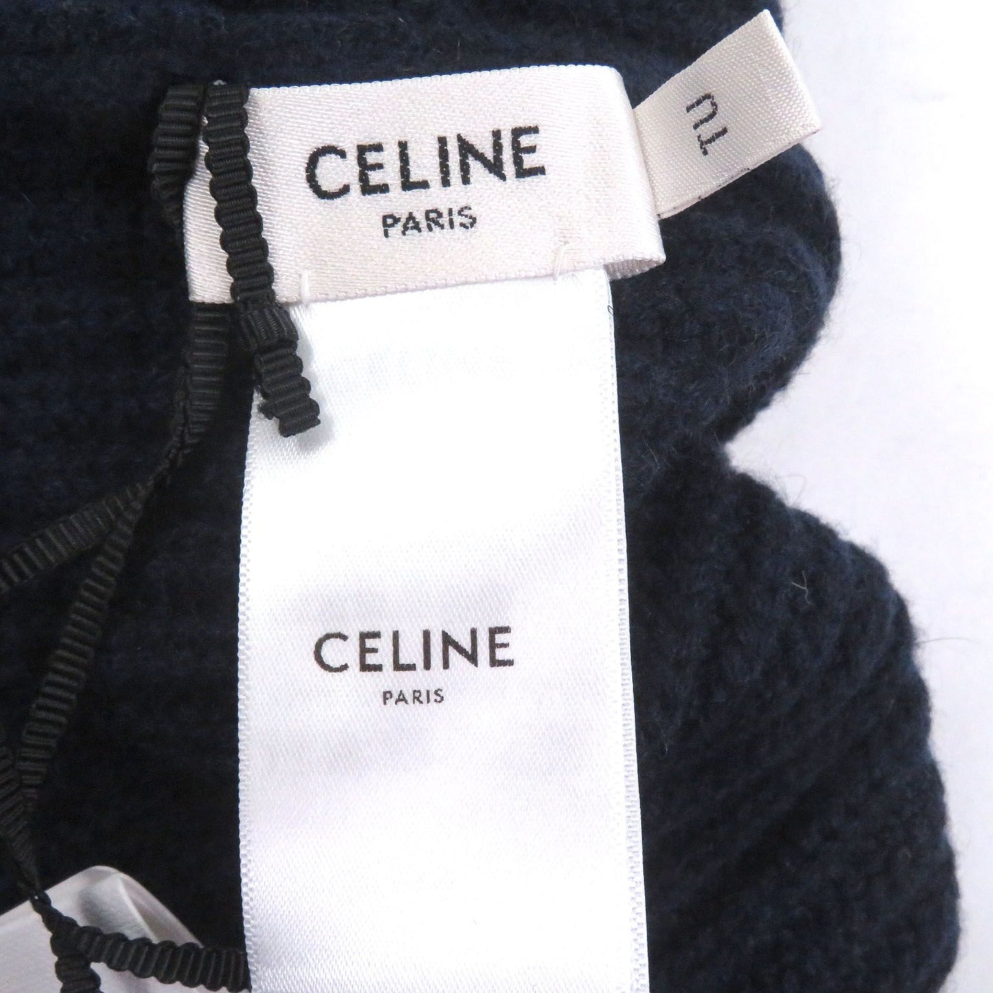 Celine Cashmere Logo Embroidery Beanie Knit Cap Navy Hat — view 6