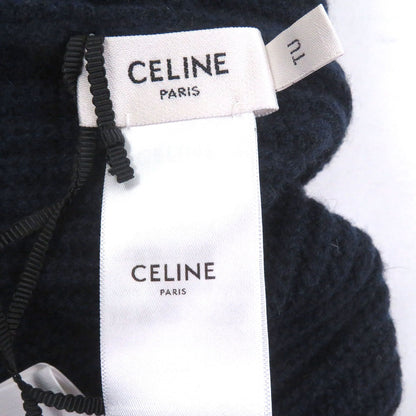 Celine Cashmere Logo Embroidery Beanie Knit Cap Navy Hat — view 6