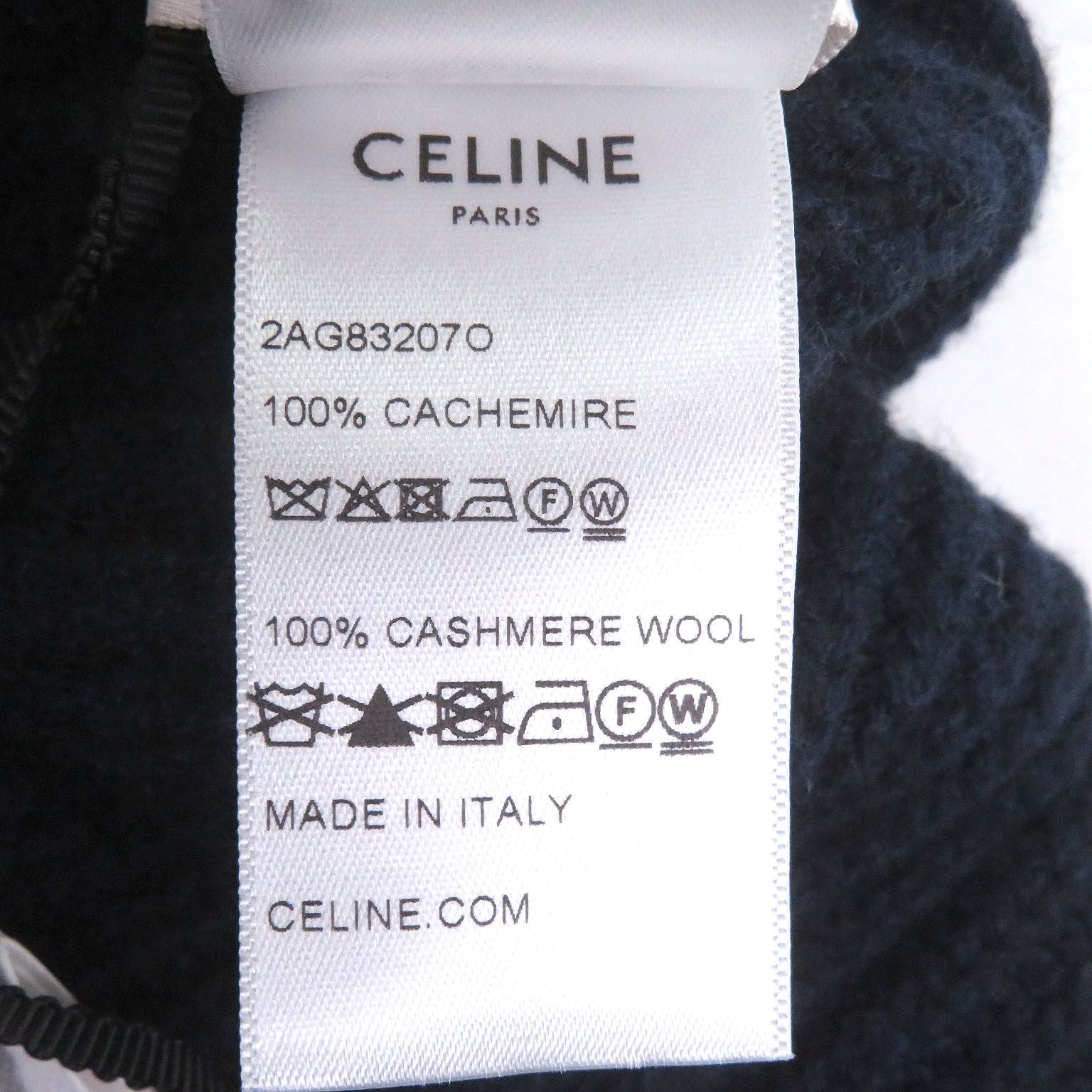 Celine Cashmere Logo Embroidery Beanie Knit Cap Navy Hat — view 7