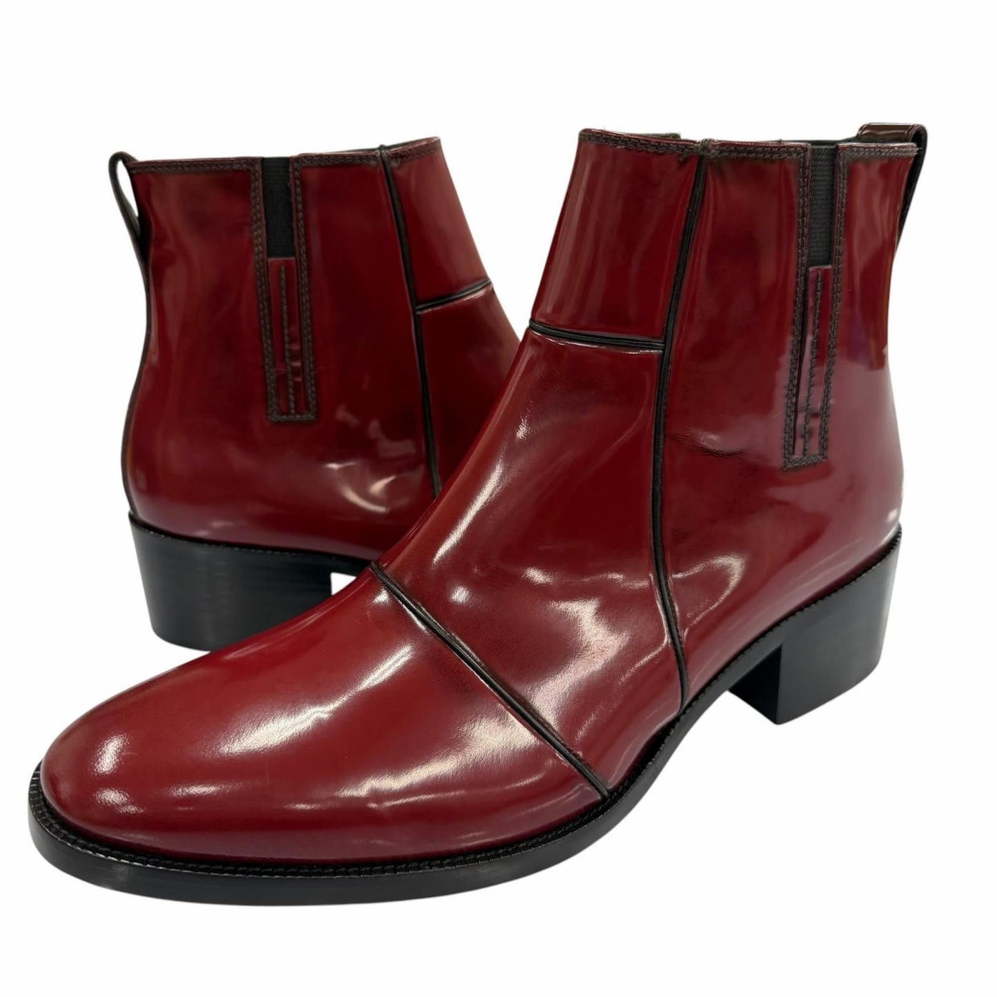 Dior Homme Heel Boots Patent Leather Chris Era First Era Side Zip Short Red