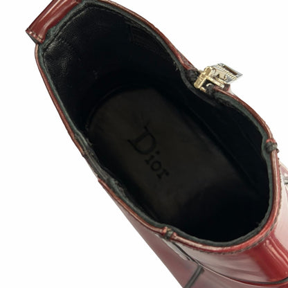 Dior Homme Heel Boots Patent Leather Chris Era First Era Side Zip Short Red — view 8