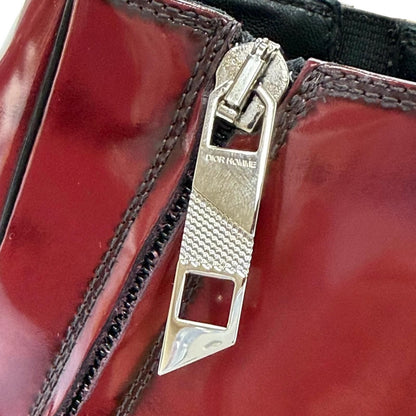 Dior Homme Heel Boots Patent Leather Chris Era First Era Side Zip Short Red — view 9