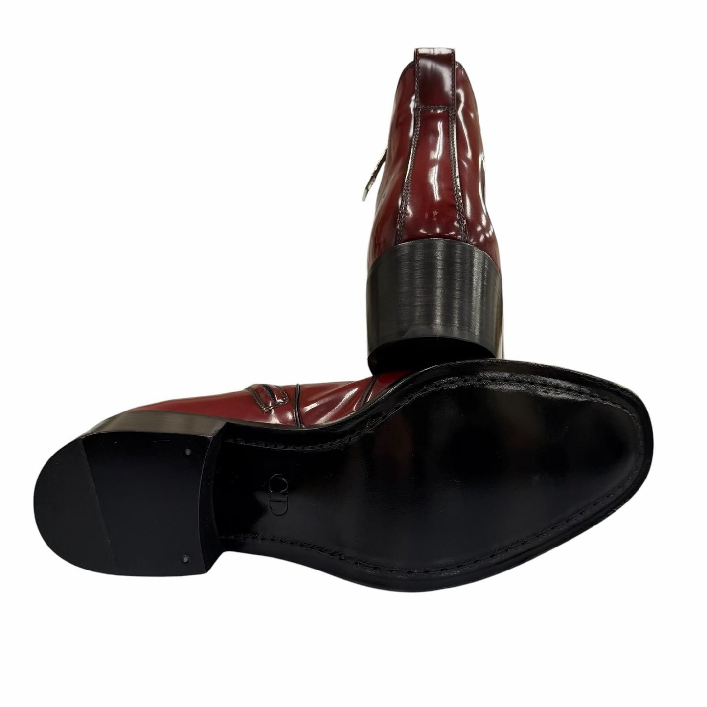 Dior Homme Heel Boots Patent Leather Chris Era First Era Side Zip Short Red — view 6