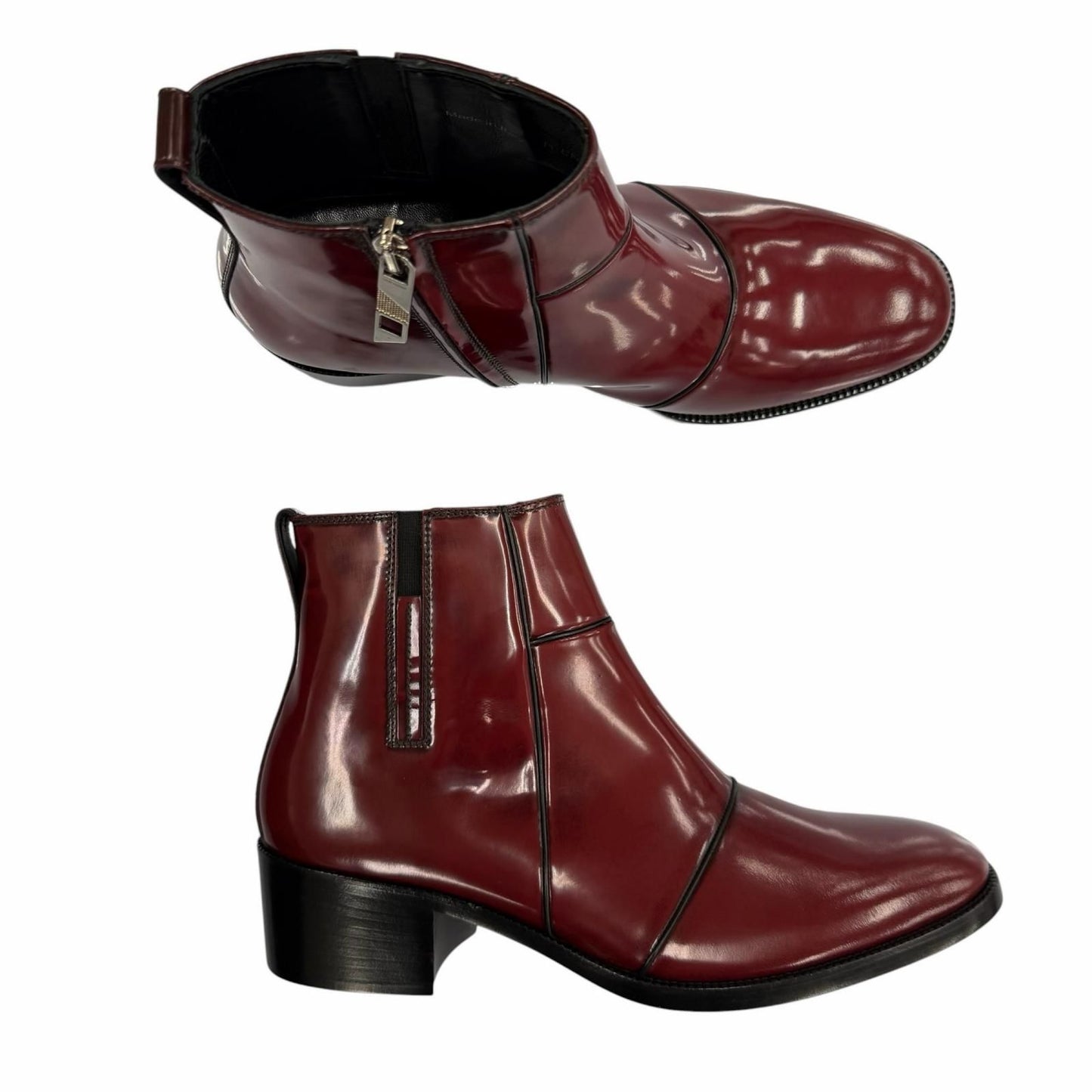 Dior Homme Heel Boots Patent Leather Chris Era First Era Side Zip Short Red — view 7