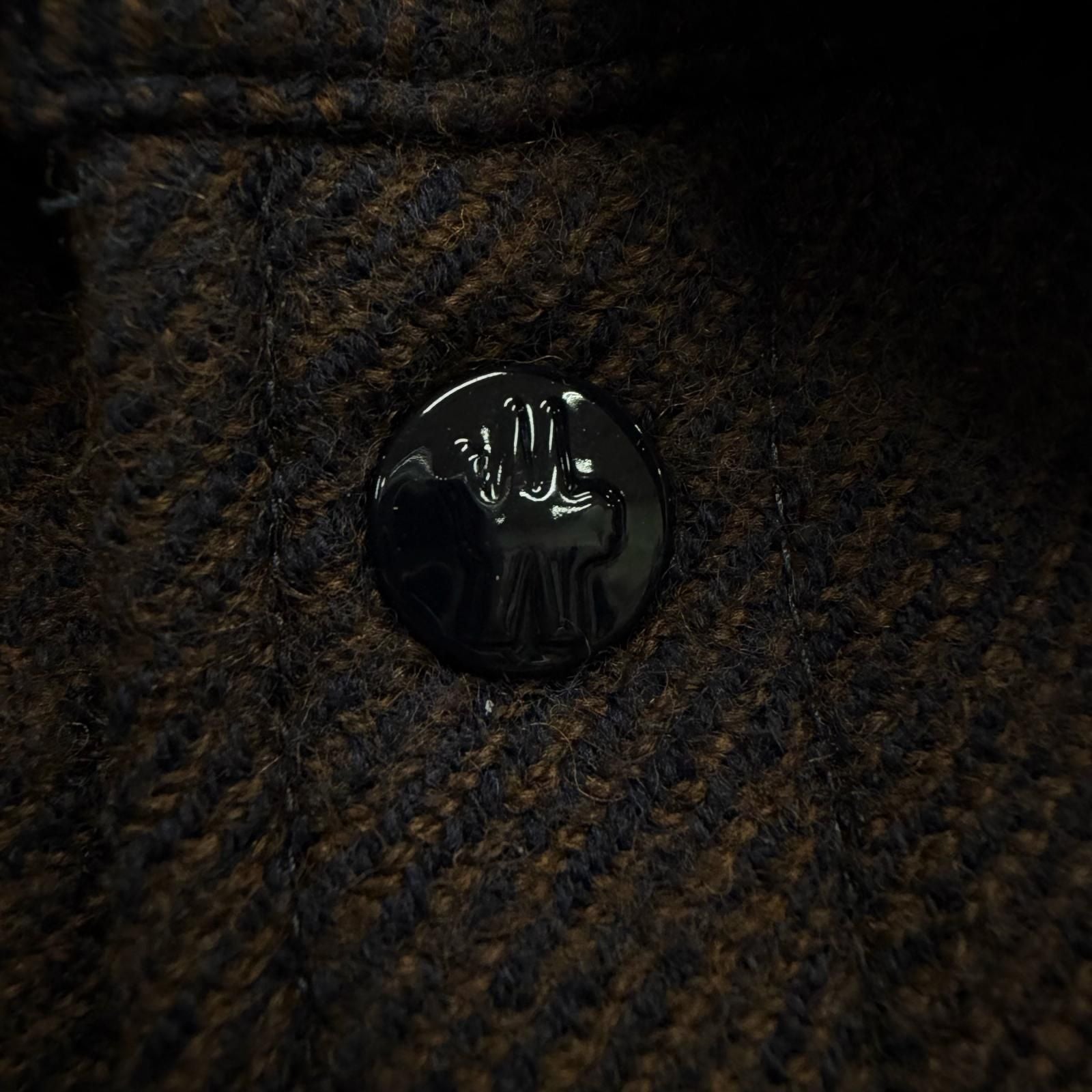Moncler Ladurns Wool Plaid Hooded Double Zip Up Jacket Brown Navy 0 — view 7