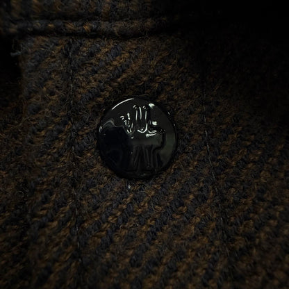 Moncler Ladurns Wool Plaid Hooded Double Zip Up Jacket Brown Navy 0 — view 7