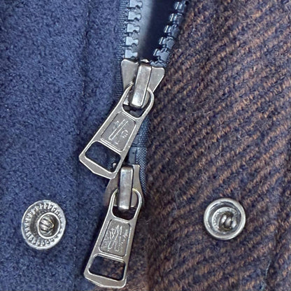 Moncler Ladurns Wool Plaid Hooded Double Zip Up Jacket Brown Navy 0 — view 8