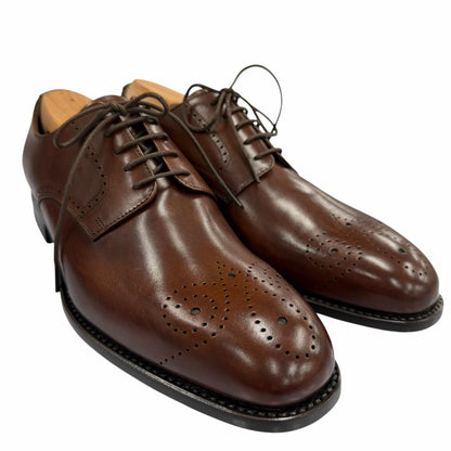 Prada Perforated Medallion Leather Shoes Brown 5 — view 3