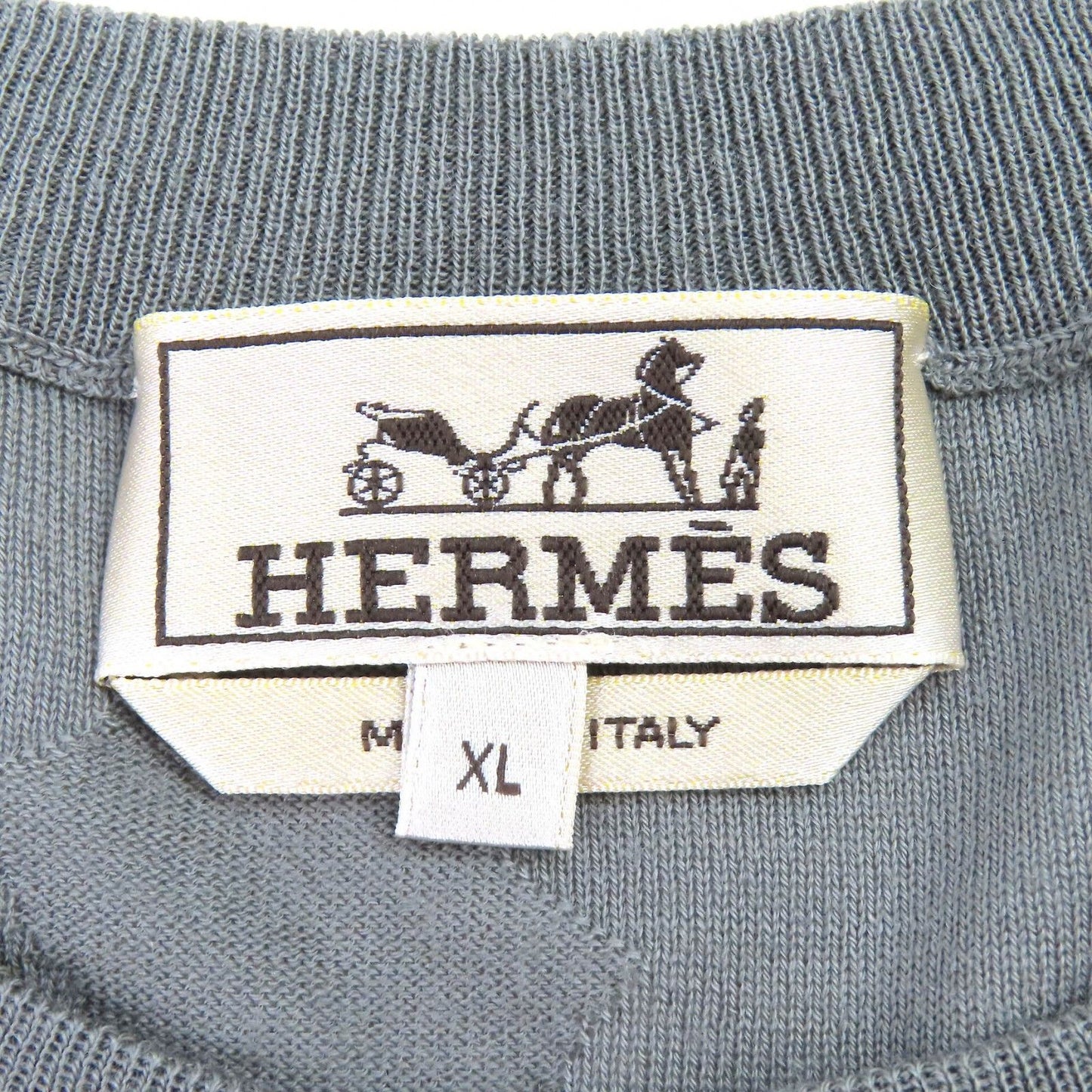 Hermes Equestrian Fragments Wool Crew Neck Short Sleeve Knit Top Gray XL — view 4