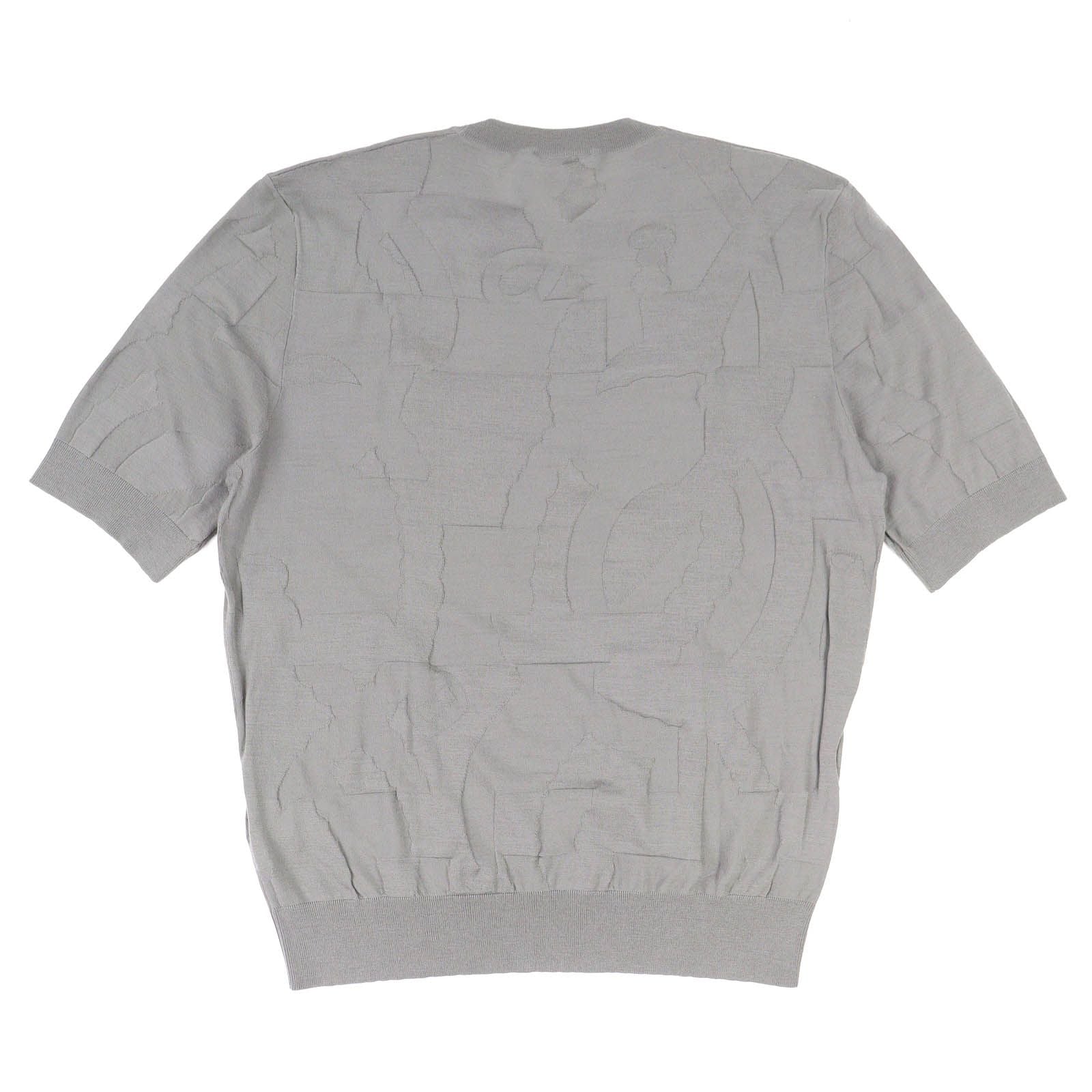 Hermes Equestrian Fragments Wool Crew Neck Short Sleeve Knit Top Gray XL — view 2