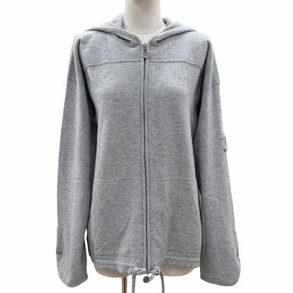 Chanel Cashmere CC Logo Button Decoration Double Zip Hoodie Gray 46 OK