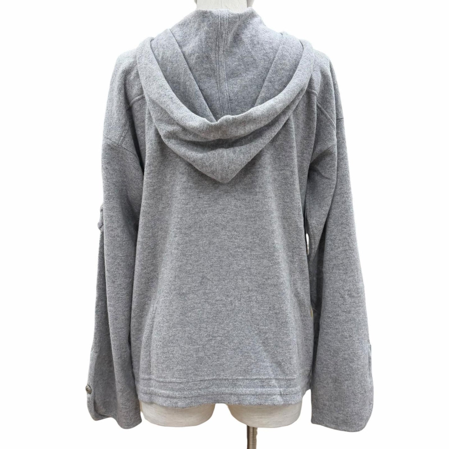 Chanel Cashmere CC Logo Button Decoration Double Zip Hoodie Gray 46 OK — view 3
