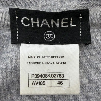 Chanel Cashmere CC Logo Button Decoration Double Zip Hoodie Gray 46 OK — view 9