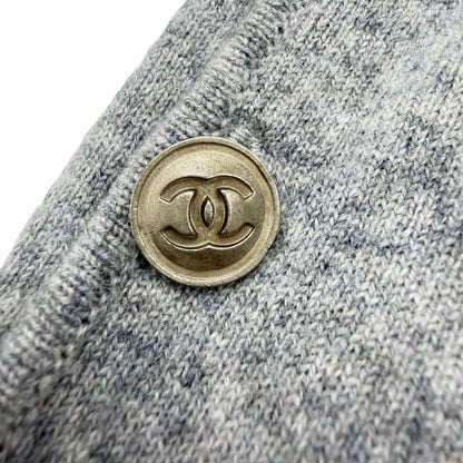 Chanel Cashmere CC Logo Button Decoration Double Zip Hoodie Gray 46 OK — view 8