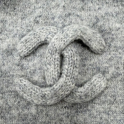 Chanel Cashmere CC Logo Button Decoration Double Zip Hoodie Gray 46 OK — view 6