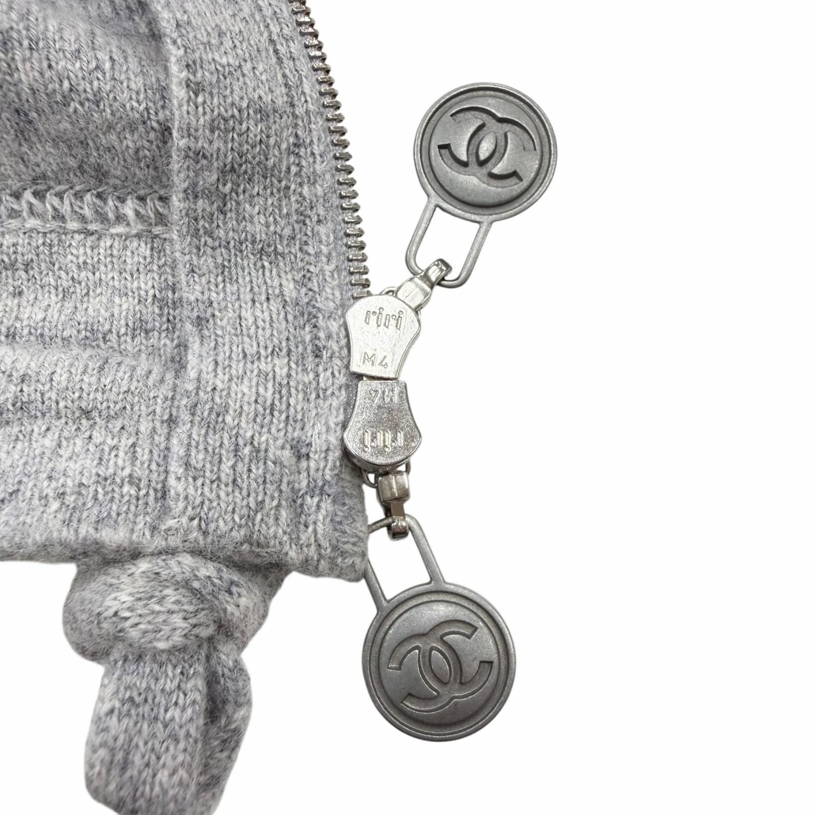 Chanel Cashmere CC Logo Button Decoration Double Zip Hoodie Gray 46 OK — view 7