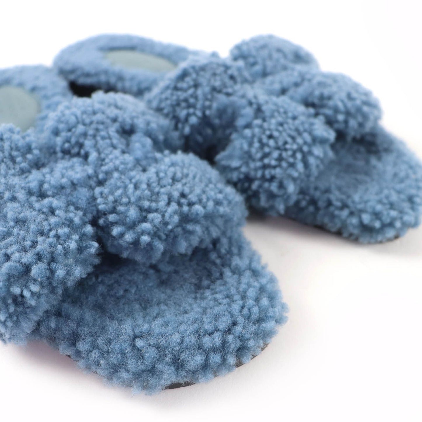 Hermes Oran Shearling Leather Mules Flat Sandals Blue — view 8