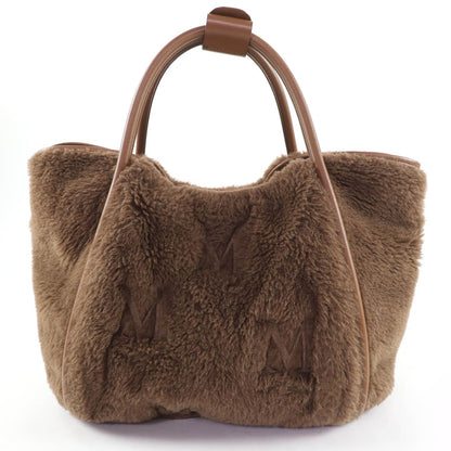 Max Mara Teddy Bag Alpaca Wool Silk Blend Mlogo Embroidery 2-Way Shoulder