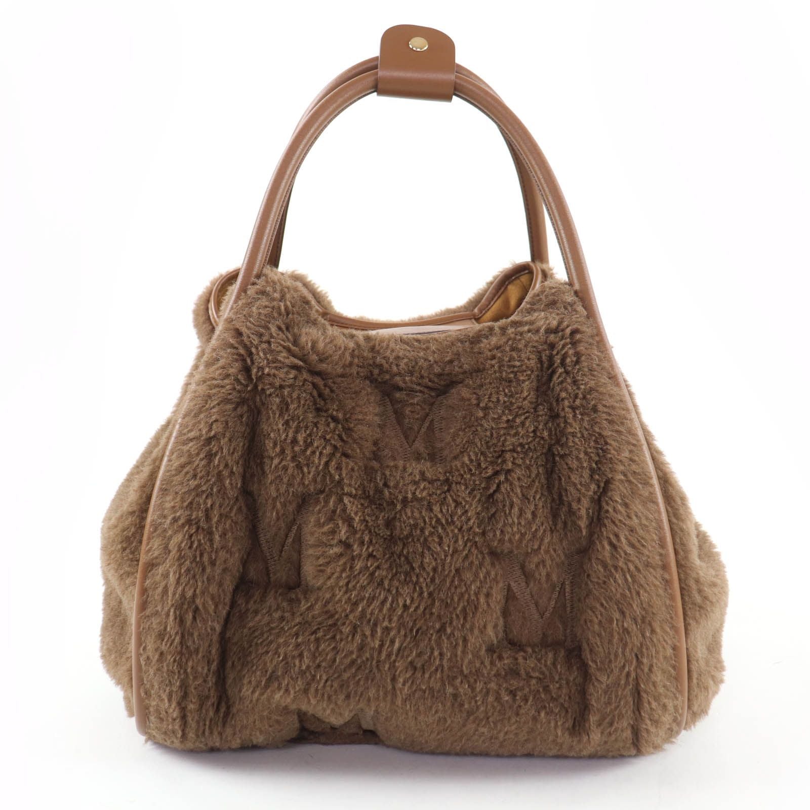 Max Mara Teddy Bag Alpaca Wool Silk Blend Mlogo Embroidery 2-Way Shoulder — view 4