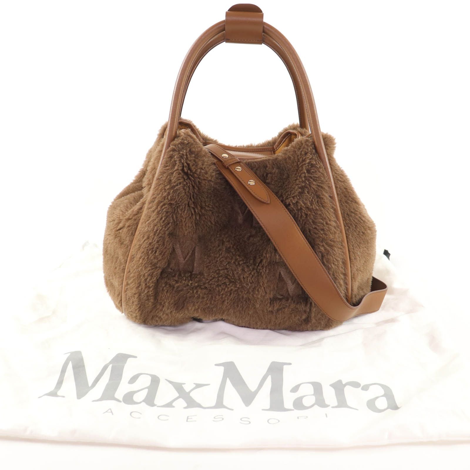 Max Mara Teddy Bag Alpaca Wool Silk Blend Mlogo Embroidery 2-Way Shoulder — view 2