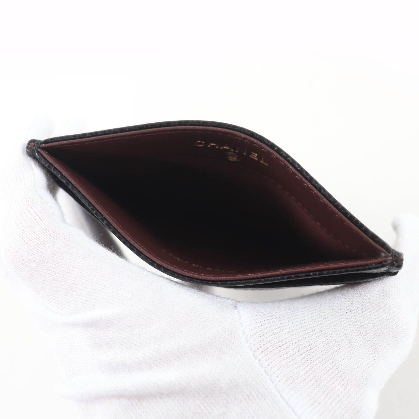 Chanel Caviar Leather CC Logo Quilted Card Case Black Gold — view 6