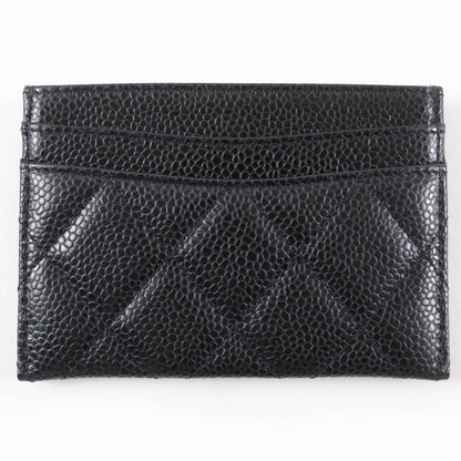 Chanel Caviar Leather CC Logo Quilted Card Case Black Gold — view 3