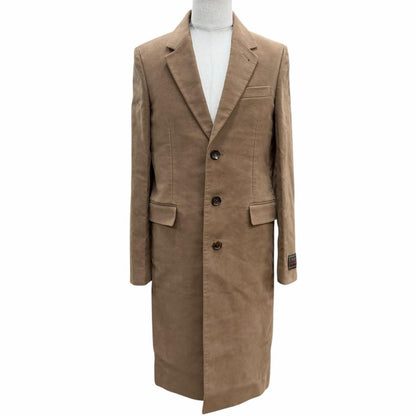 Gucci Logo Button Smooth Single Chesterfield Coat Brown 48