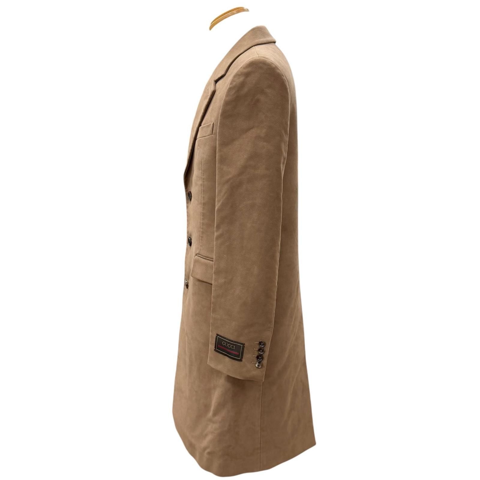 Gucci Logo Button Smooth Single Chesterfield Coat Brown 48 — view 3