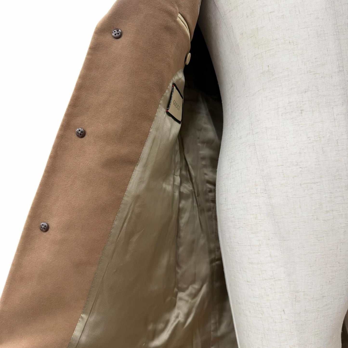 Gucci Logo Button Smooth Single Chesterfield Coat Brown 48 — view 5