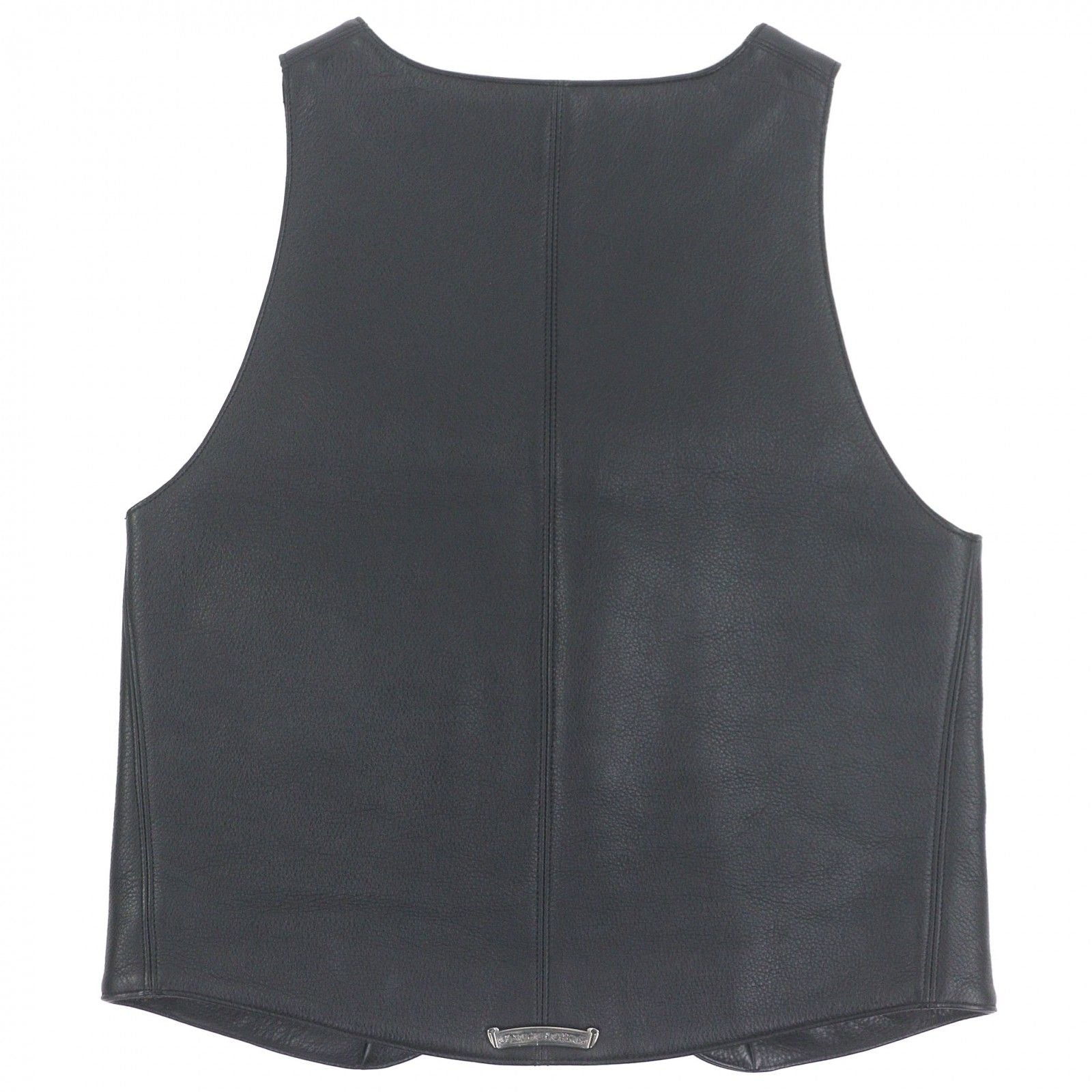 Chrome Hearts Classic Cross Ball Button Scroll Label Leather Vest Black — view 3