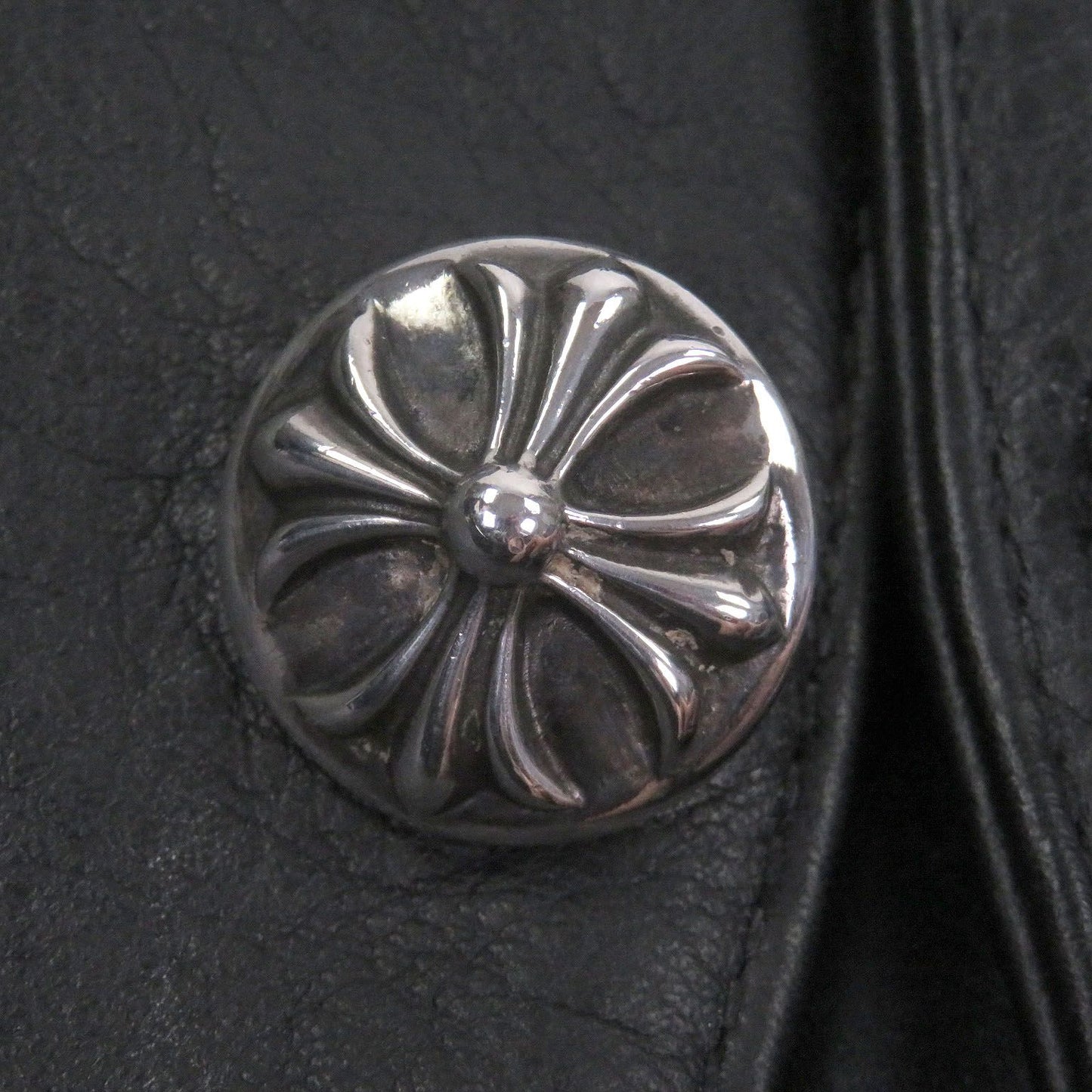 Chrome Hearts Classic Cross Ball Button Scroll Label Leather Vest Black — view 5
