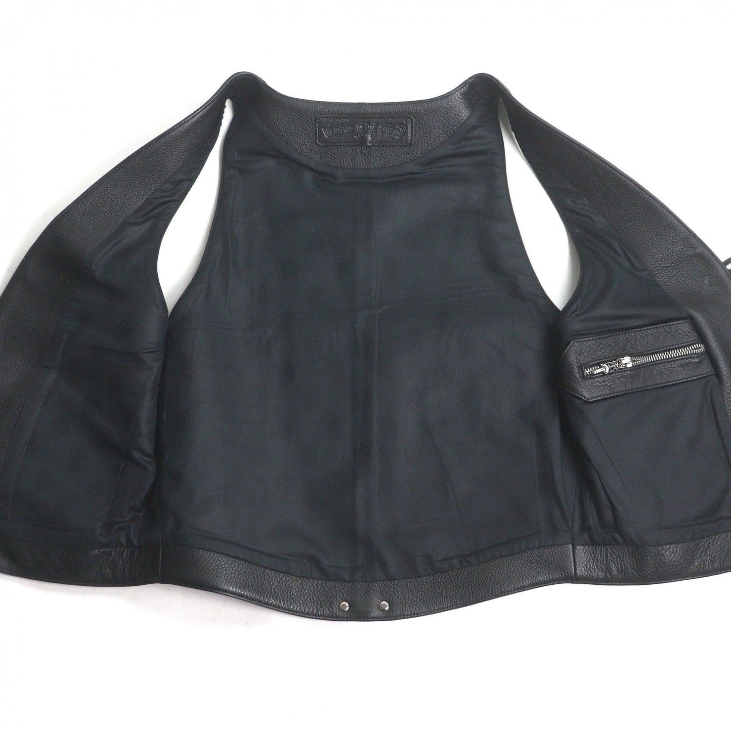 Chrome Hearts Classic Cross Ball Button Scroll Label Leather Vest Black — view 4