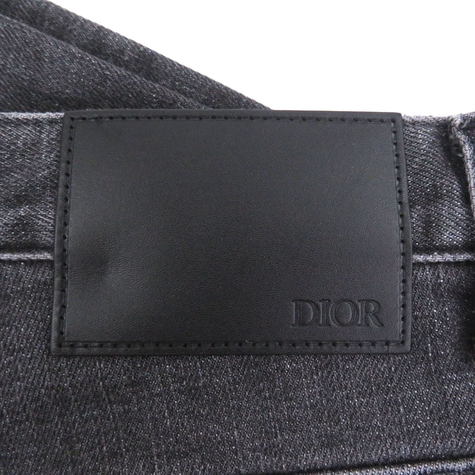 Dior Homme Cotton Logo Leather Patch Pants Jeans Gray 29 — view 5