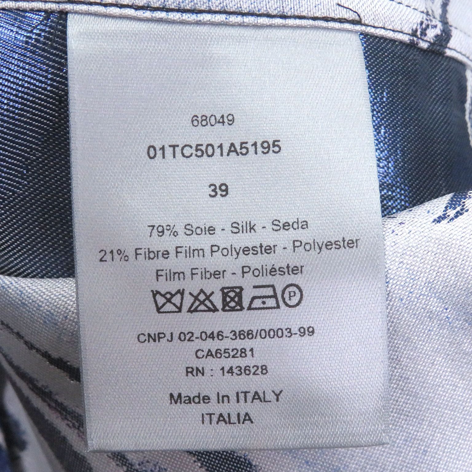 Dior Homme Kenny Shaft Silk Blend Graphic Print Long Sleeve Shirt Blue 39 — view 6