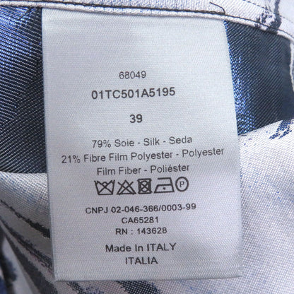 Dior Homme Kenny Shaft Silk Blend Graphic Print Long Sleeve Shirt Blue 39 — view 6