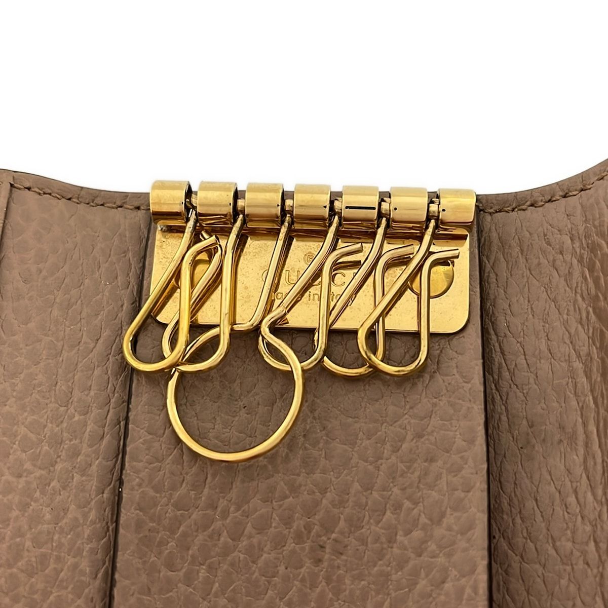 Gucci Key Case GG Marmont Plus Supreme Beige Dark Brown Gray Leather Key Holder — view 4