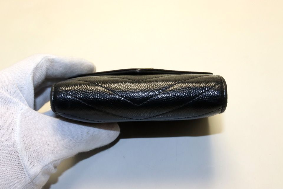 Saint Laurent YSL Line Stitch Leather Trifold Wallet — view 3