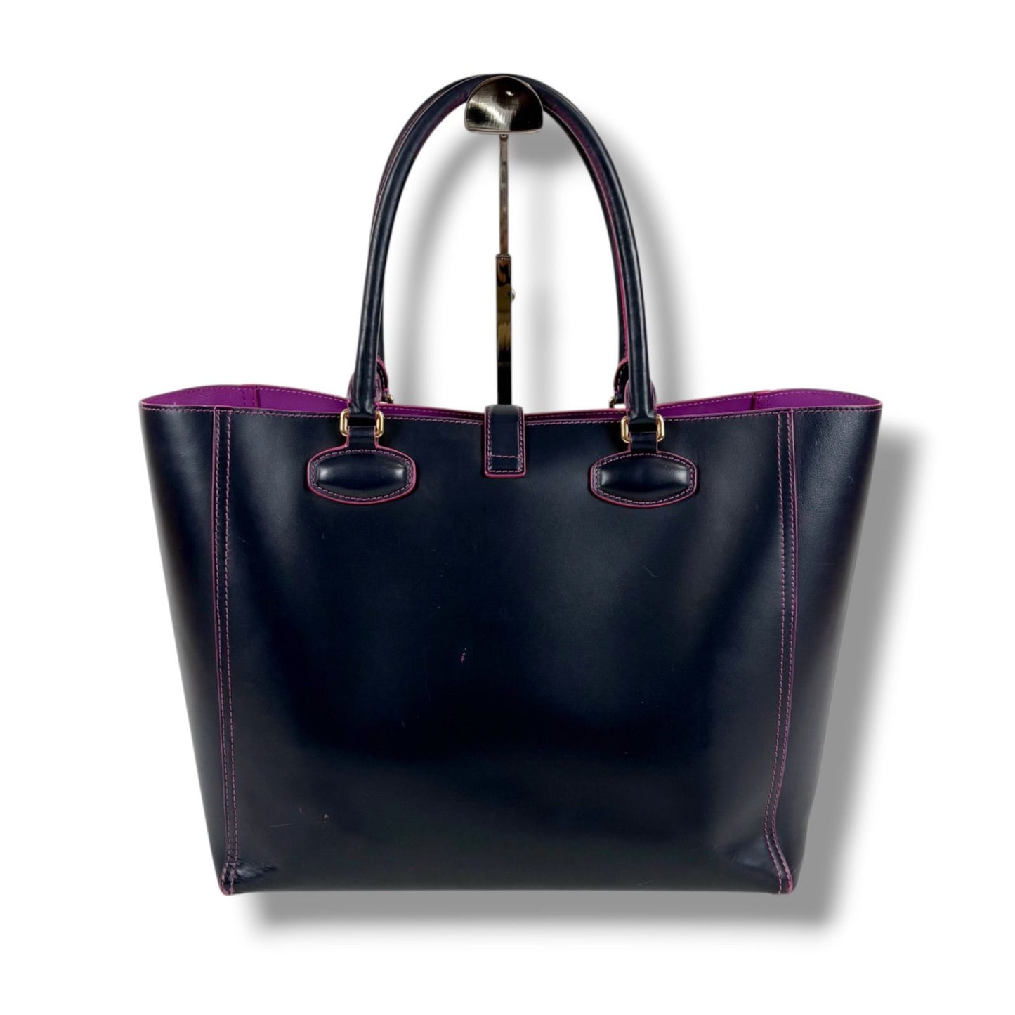 Loewe Tote Anagram Logo Dark Navy Black Pink Leather — view 3