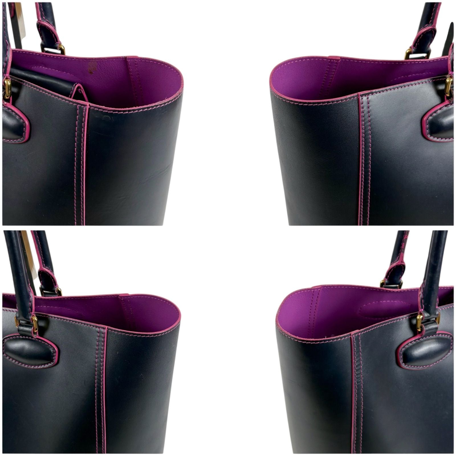 Loewe Tote Anagram Logo Dark Navy Black Pink Leather — view 5