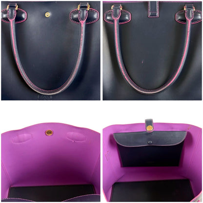 Loewe Tote Anagram Logo Dark Navy Black Pink Leather — view 8