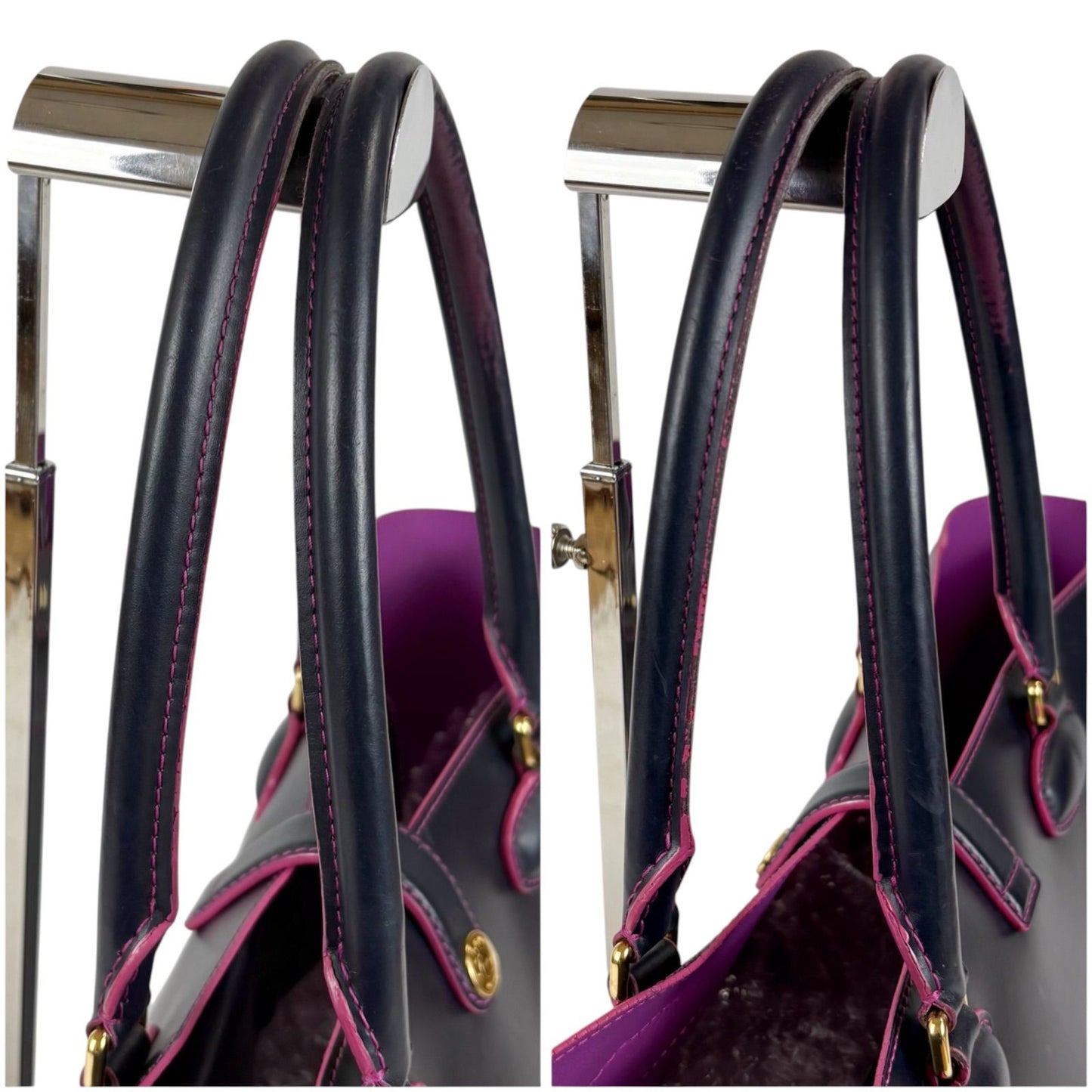 Loewe Tote Anagram Logo Dark Navy Black Pink Leather — view 7