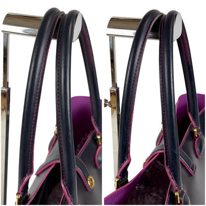 Loewe Tote Anagram Logo Dark Navy Black Pink Leather — view 7