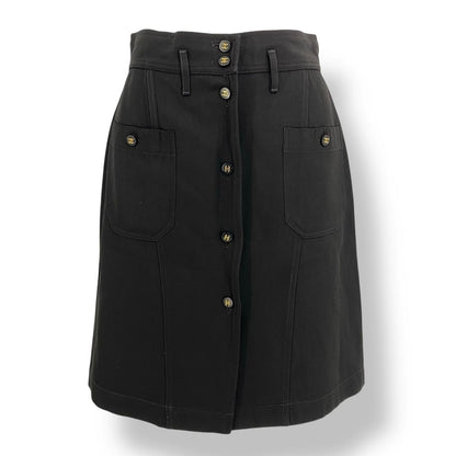 Chanel Coco Button Wool Skirt Black