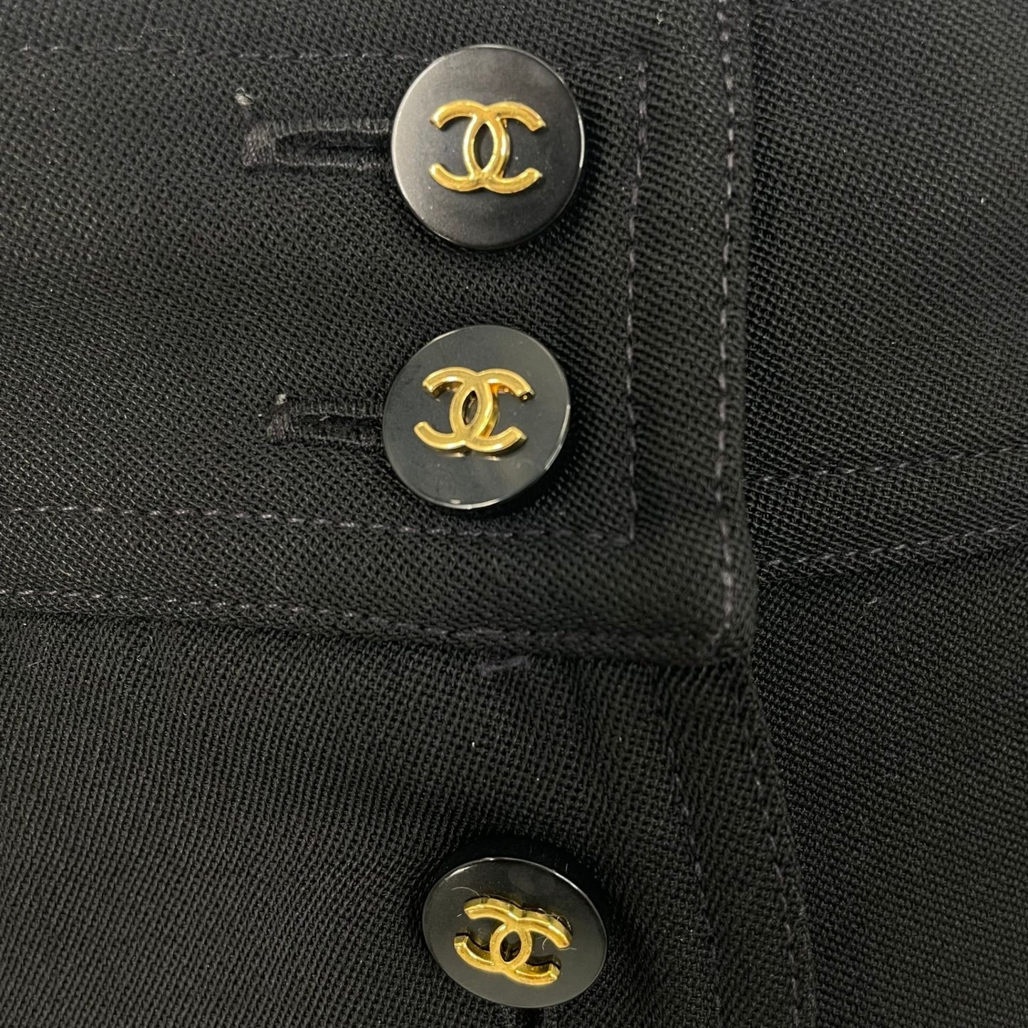 Chanel Coco Button Wool Skirt Black — view 3