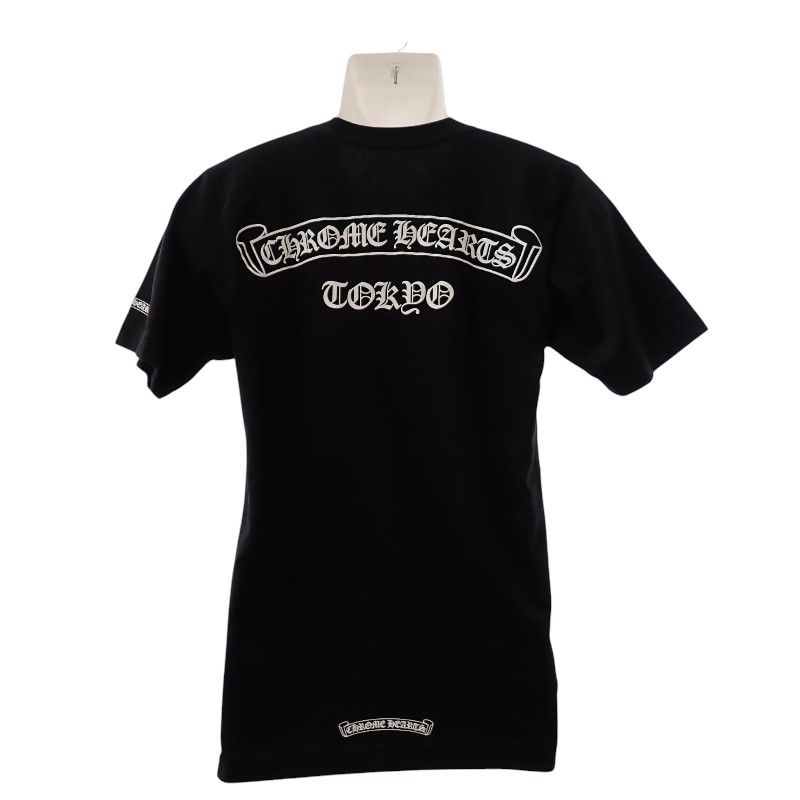 Chrome Hearts Scroll Logo T-Shirt S Short Sleeve Tokyo Limited Cotton Black Top — view 3