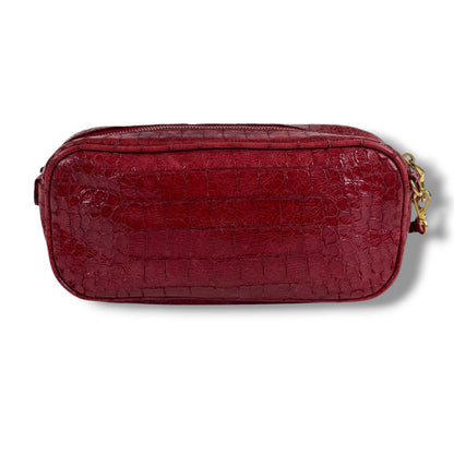 Miu Miu Croco Embossed Leather Mini Shoulder Bag Red Pochette — view 3
