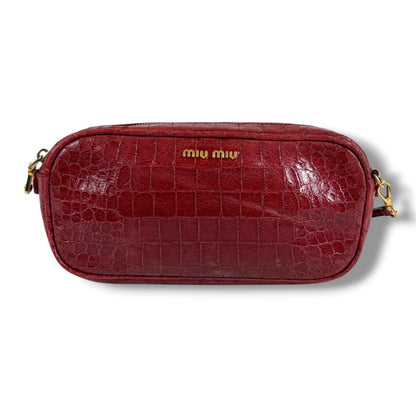 Miu Miu Croco Embossed Leather Mini Shoulder Bag Red Pochette — view 2